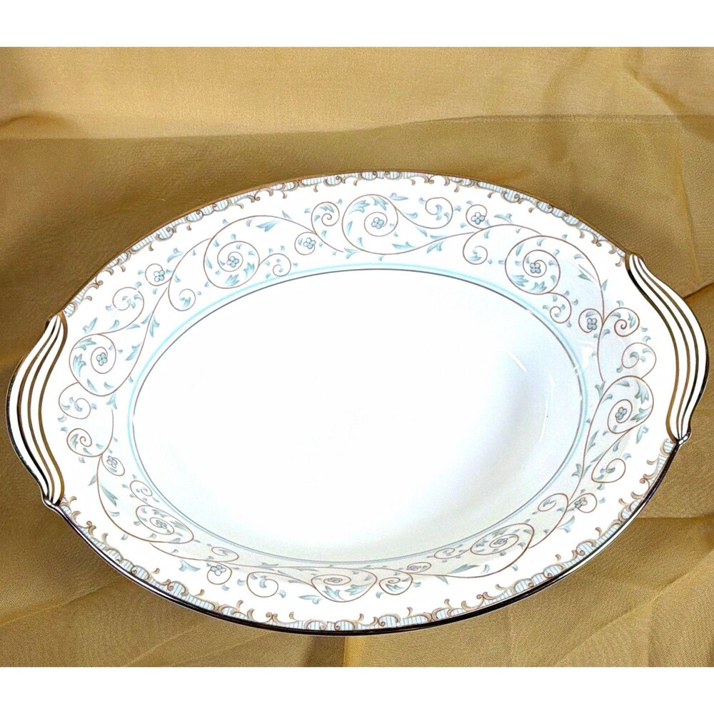 Vintage Noritake Oxford Fine China 10.5” Oval Vegetable Serving Bowl Platinum